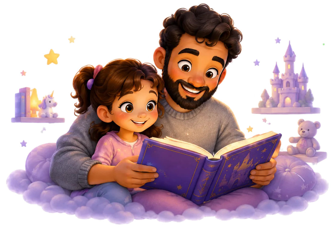 Parent and child reading together.